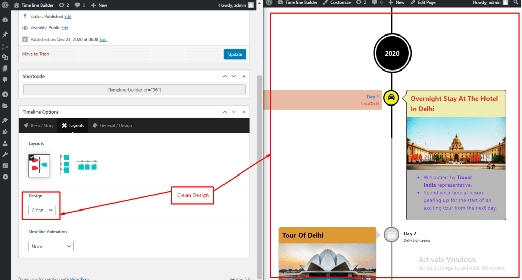 both sided clean layout timeline builder