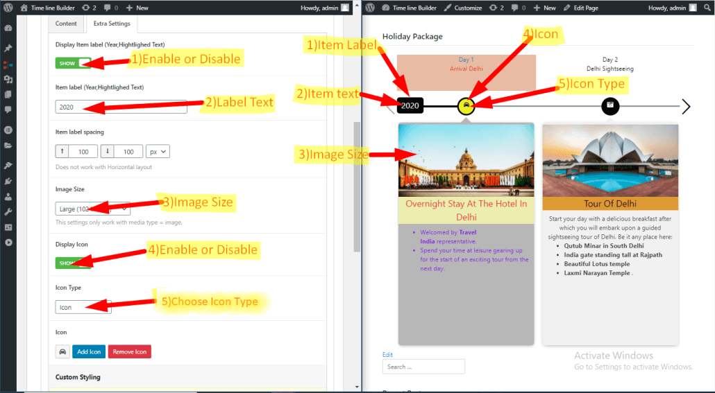 horizontal layout advance setting