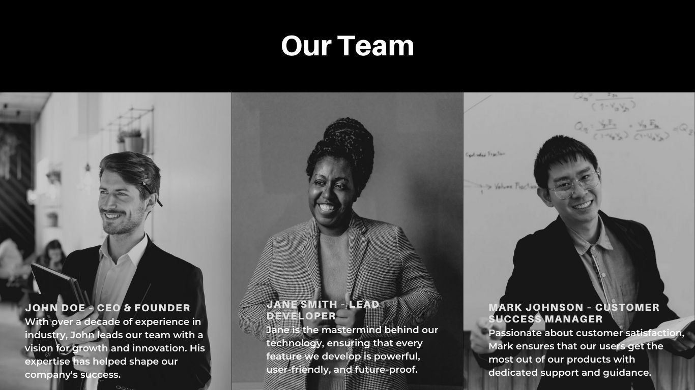 Team and people section about us page