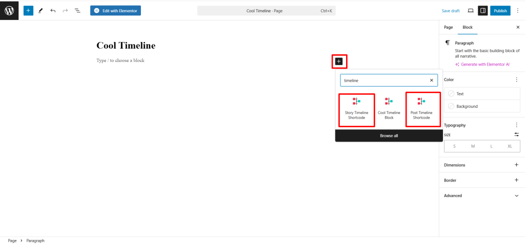 Story timeline and Post timeline shortcode